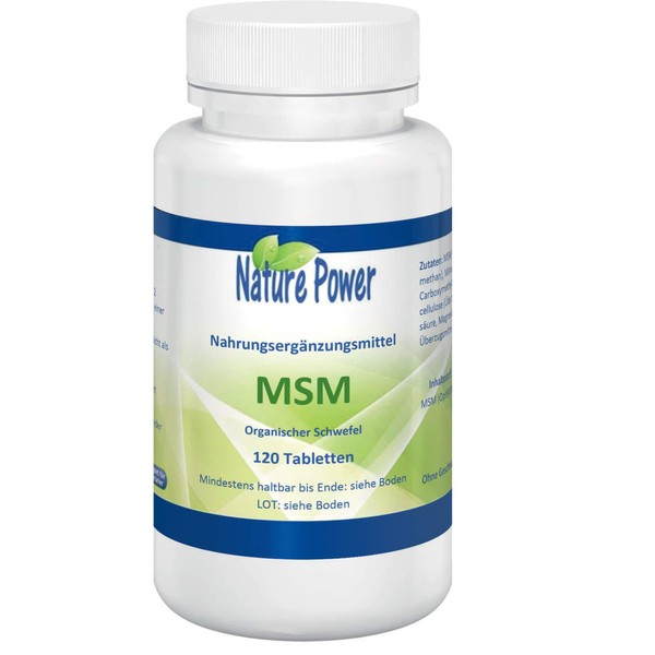 MSM Capsules, Organic Sulphur, with the Original Raw Material OptiMSM®, 3000 mg Methylsulfonylmethane (MSM) per 3 Capsules, from Nature Power, 120 High-Dose Tablets, Vegan and GMO-Free