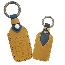 ONTTO Honda Smart Key Case, Key Cover, Stylish, Textured, Luxury Key Holder, Honda Vezel, Step Wagon, Spada, Sumapita, HarFit, Hybrid Fride, Shuttle, Jade Leather, Genuine Leather, 3 Buttons, Braun