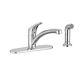 American Standard 7074040.002 Colony Pro Single-Handle Kitchen Faucet with Side Spray and Deckplate, Polished Chrome