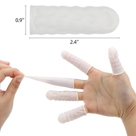 acDesign 300Pcs Finger Cots LargeLatex Finger Cots White Finger Protectors for Injured Finger,Cracked Finger,Sports