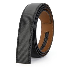 Nelbons Men's Belt Ratchet Automatic Belt for Men 35 mm Wide Leather Belt, 1 3/8 Inch Without Buckle, Black N31