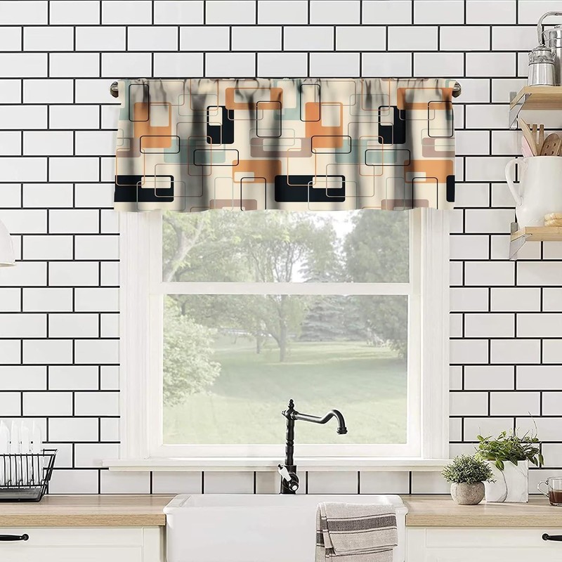 JESTRONRY Mid Century Window Valance Curtain for Bedroom Kitchen, Retro
