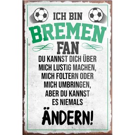 schilderkreis24 Football Magnet "Bremen Fan" Decorative Fridge Magnet Item Sport Club Gift Idea Club Christmas Football Fan Lovers Enthusiasts 9 x 6 cm