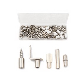cSeao 125Pcs Shelf Pins Kit, 5 Styles Nickel Plated Shelf Support Pegs, Bookshelf Pegs for Shelves,Cabinet Shelf Bracket Pegs Shelf Pins Holders for Furniture Closet