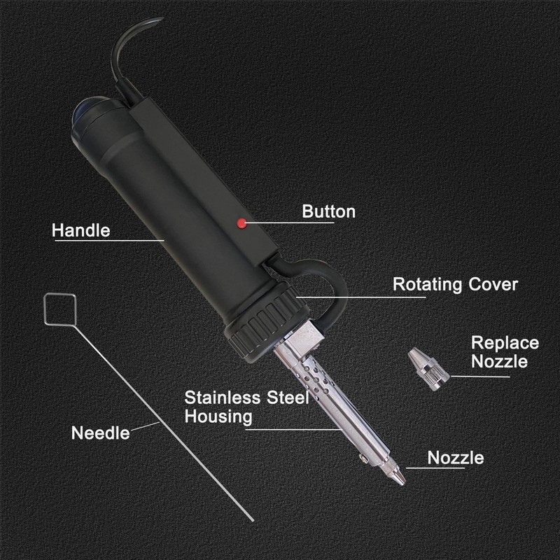 Electric Solder Sucker Vacuum,Automatic Desoldering Pump,Black Desoldering Tool For One-Handed