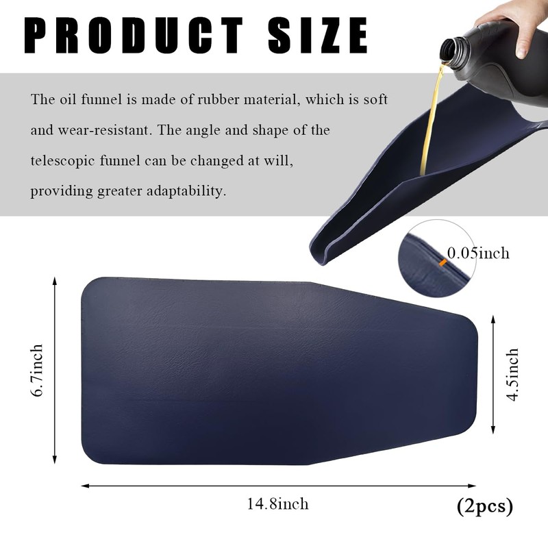 JUSTTOP 2 PCS Flexible Draining Oil Funnel, 14.76×6.7 Inch Reusable