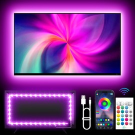 KANTUTOE KANTUTOE TV Backlights, 13.1FT LED Lights for 32-65 Inch TV, RGB TV LED Lights Behind, Music Sync Bluetooth APP and Remote Control TV LED Strip Lights USB Powered for Gaming/Bedroom