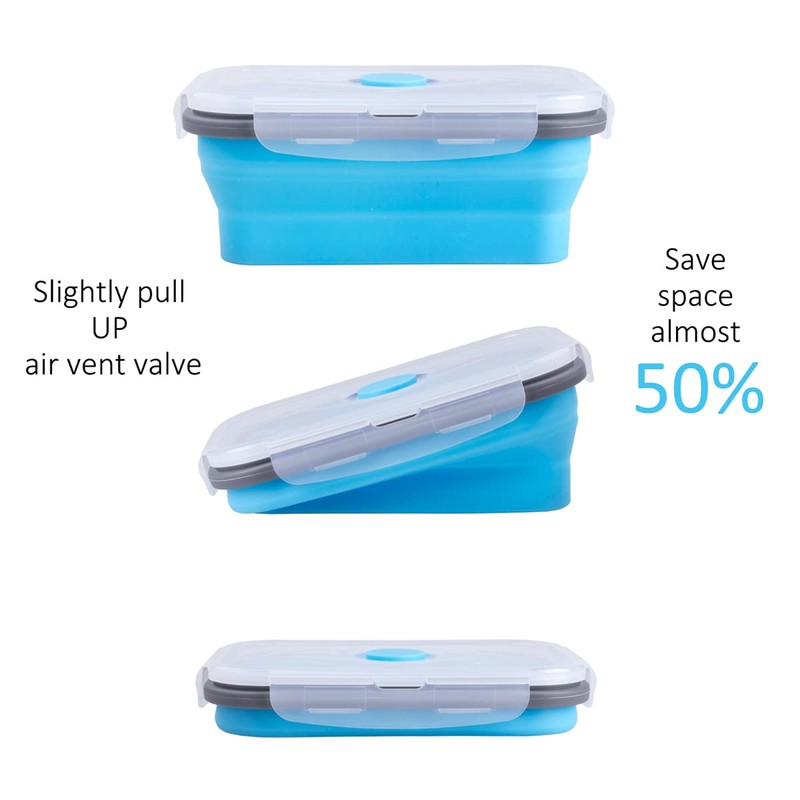 Collapsible Food Storage Containers with Airtight Lid & Air Vent,