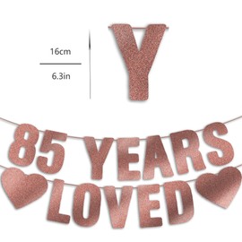 Pre-Strung 85th Birthday Banner - Rose Gold Glitter, Happy 85th Birthday Party Decorations for Women, Funny Eighty-five Anniversary Decor Bday Sign Gifts