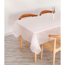 COOBL Disposable Tablecloths for Party - 54" x 108" Waterproof Plastic Tablecloth is Used for Decoration at Weddings,Birthday Party,Business Events, Lace Print,4 Pack