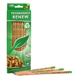 Ticonderoga Renew Wood-Cased Pencils, #2 HB Soft, Natural, 10 Count (X96110)