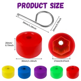 Jiehaojia Pack of 20 Wheel Bolt Caps, 17 mm Wheel Nut Caps, Universal Wheel Bolt Caps, Car Wheel Bolt Cover with Removal Tool Set for Cars (Red, Yellow, Green, Blue, Purple)