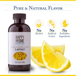 Happy Home Flavoring Natural Lemon Baking Flavor Emulsion - Certified Kosher, 4 oz.