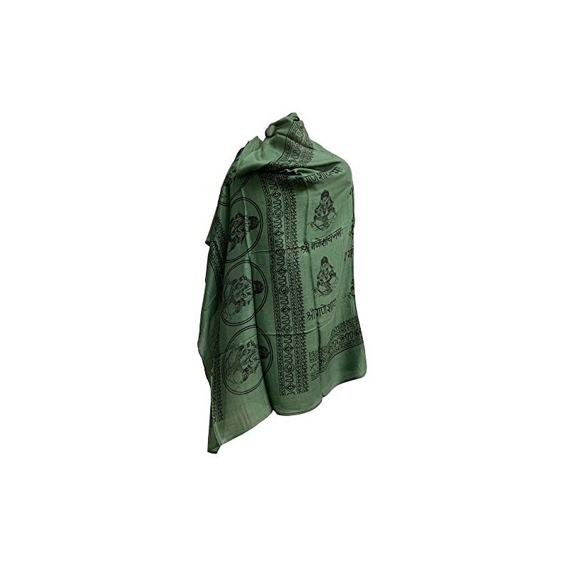 Ganesh Cotton Altar Cloth Prayer Shawl (43" x 66") (Hunter