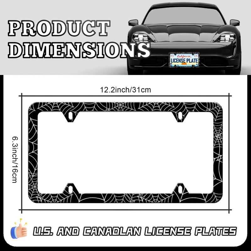 Spider Web License Plate Frames - 2 Pack Front Rear