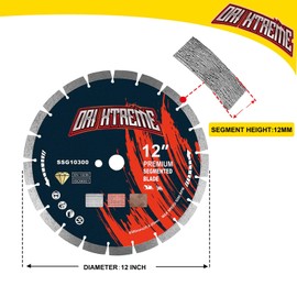 ORIXTREME 12 Inch Diamond Saw Blade 2Pcs, Segmented General Purpose Blade Dry/Wet Cutting Concrete, Reinforced Concrete, Masonry, Brick, Block,1"-20mm Arbor