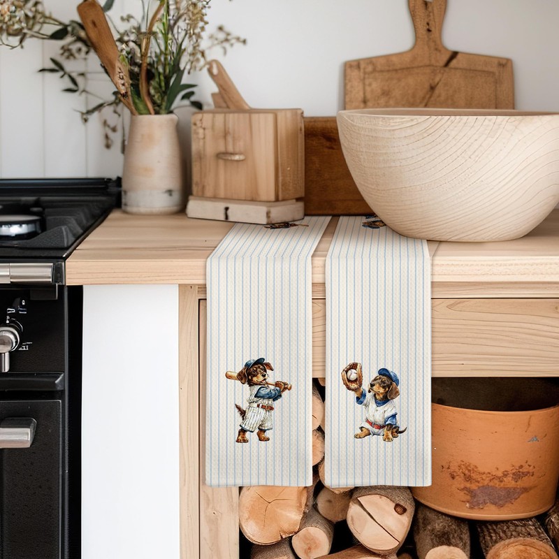 Vintage Dachshund Sports Nursery Kitchen Dish Tea Towels 16x24 in