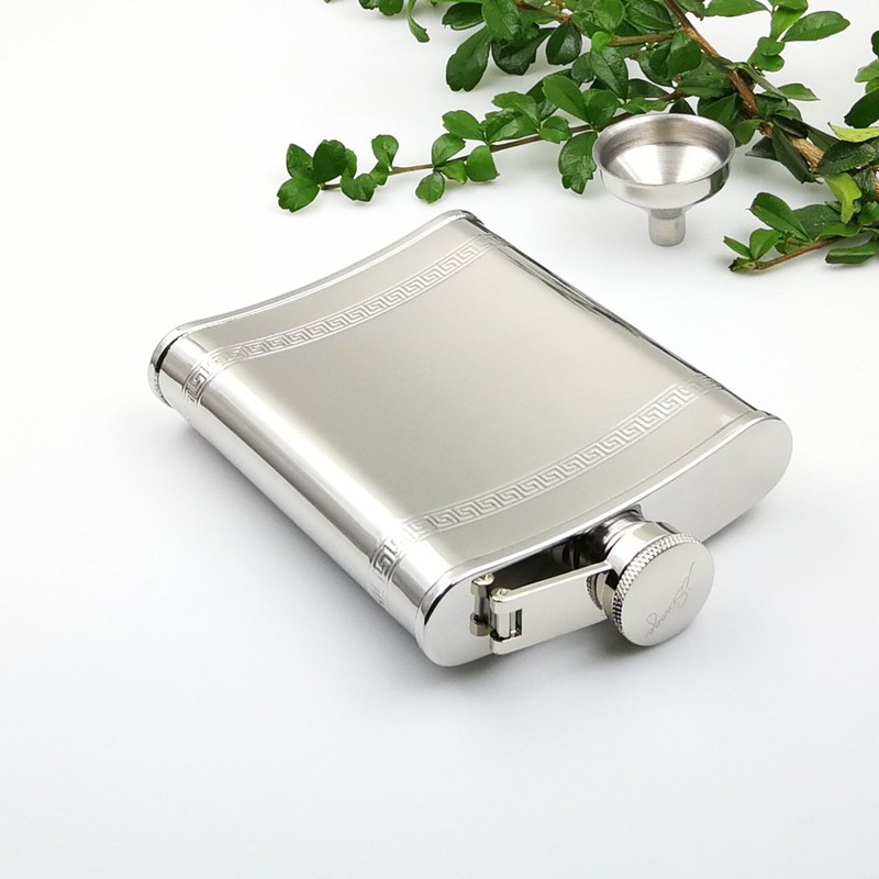 iSavage 6oz Hip Flask with Engraving Decoration with a Funnel