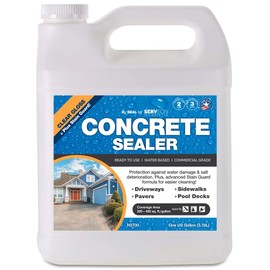 Serveon Sealants Concrete Driveway Sealer Plus Stain Guard (Clear Gloss Finish) Commercial Grade Outdoor Indoor Waterproof Sealant Protects Pavers Sidewalks Pools (1 Gallon) H2700