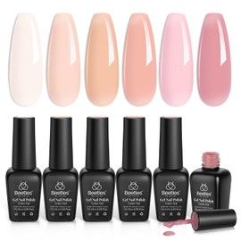 Beetles Jelly Gel Nail Polish Set, 6 Colors Ballet Dress Milky White Sheer Pink Nude Transparent Soak Off Uv Diy Manicure Kit for Women Mother’s Day Gift