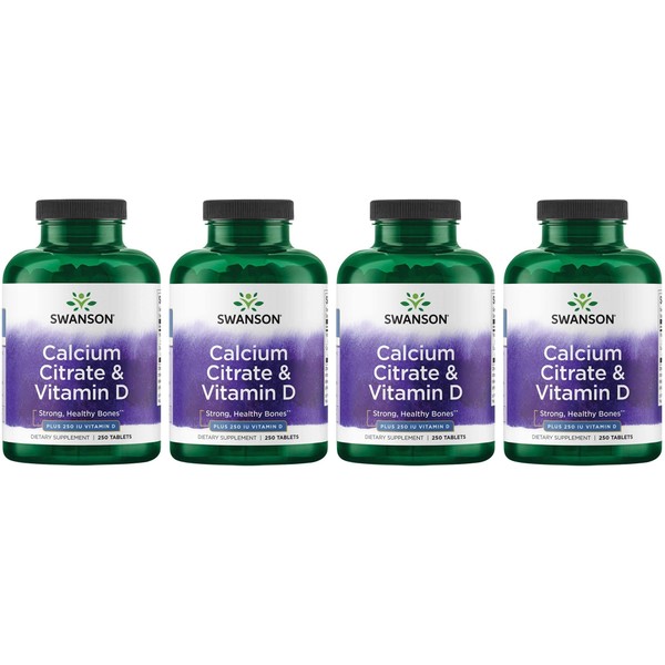 Swanson Calcium Citrate & Vitamin D3 250 Tabs 4 Pack