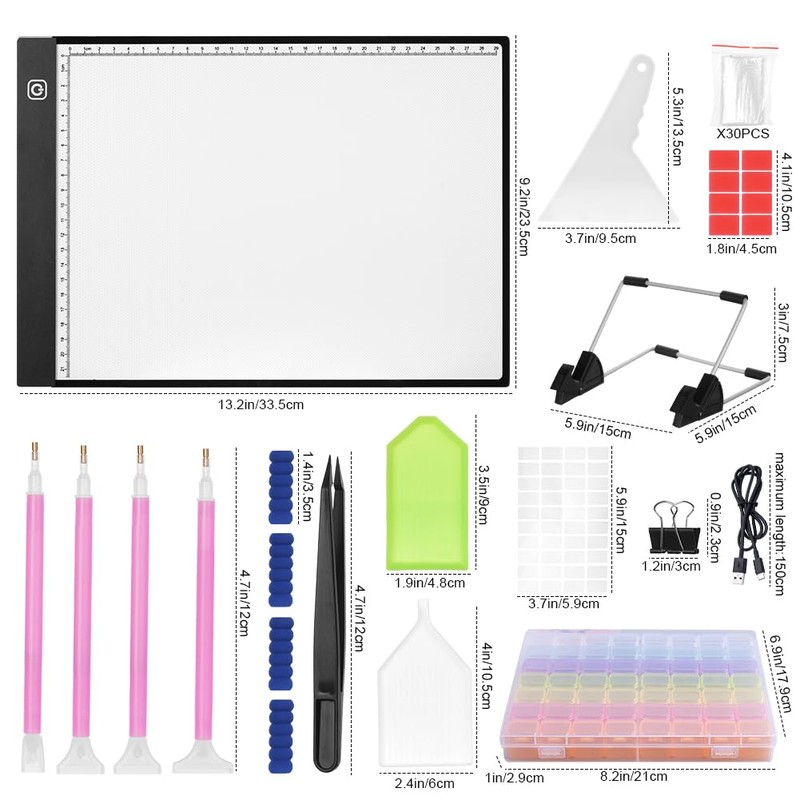 AUAUY A4 LED Light Pad for Diamond Painting Kit, 3