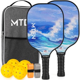 Pickleball Paddles, Pickleball Paddles Set of 2, USAPA Approved Fiberglass Surface Pickle Ball Set, 2 Paddle, 4 Balls, 1 Portable Carry Bag, Pickle Ball Paddle Set ​for Men Women
