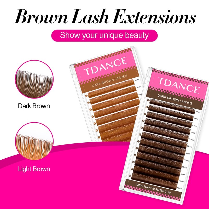 TDANCE Dark Brown Lash Extensions Colored Lash Extensions 0.03/0.05/0.07mm C/D