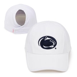 Ponyflo Womens Ponytail Baseball Cap - Ponytail Hats for Women - Curly Hair Ponytail Hat - Baseball Hat for Women - Active Hats for Women - Clemson Hat - Clemson Ponytail Hat -Penn State White