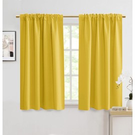 Yellow Curtains 48 Inch Length for Bathroom Window,Room Darkening Spring Kitchen Curtains Sets for Windows,2 Panels