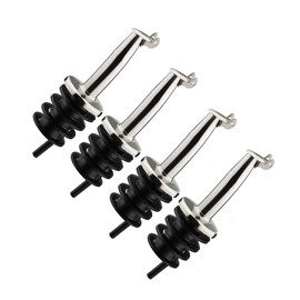 Westmark 4 spirit/oil pourers for bottles, with flap, with trachea, metal/stainless steel, plastic cork, Inox Gastro, silver, 468222E3