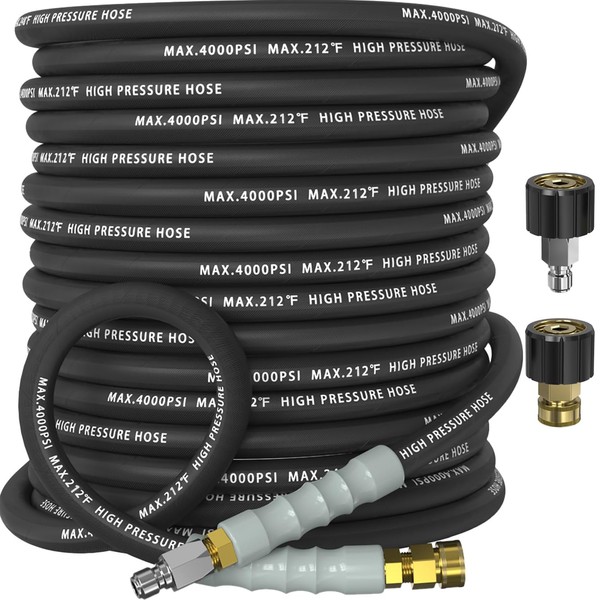 NAVOHEVEN Pressure Washer Hose 50FT 4000 PSI, Kink Resistant Steel