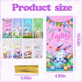CUUSNNY Easter Treat Bags,100 PCS Easter Candy Bags,Easter Plastic Gift Goodie Bags Candy Cellophane Bags with 120 PCS Gold Twist Ties for Easter Party Favor Supplies