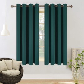 YGO Hunter Green Blackout Curtains for Bedroom Thermal Insulated Window Curtain Panels for Living Room 63 inches Long Room Darkening Window Treatment Sets 2 Panels