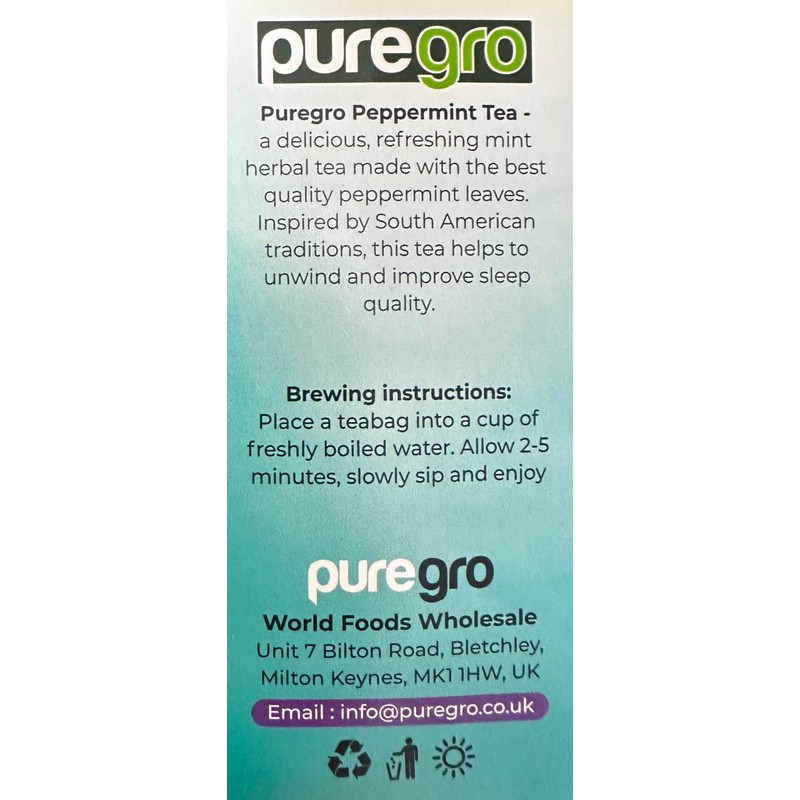 Puregro Peppermint Tea 40g (20 TEA BAG) | 100% Pure