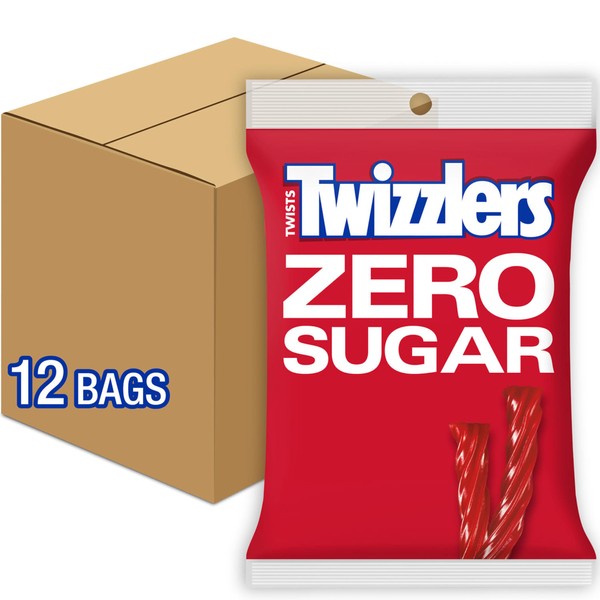 TWIZZLERS Zero Sugar Twists Strawberry Flavored Licorice Style, Chewy Candy