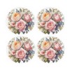 Butterfly Bouquet Ceramic Coaster Set - Floral Roses Print Set