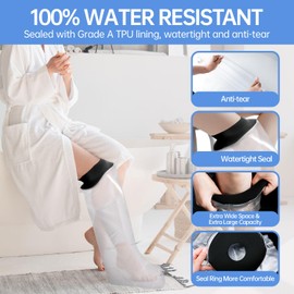 Large WaterProof Leg Cast Cover for Shower,Short Leg Foot Cover for Adult,Wound Protector Bath Watertight Cast Bag Showering for Surgery Bandage Dressing Wound, Foot Burns Reusable Keeps Wounds Dry
