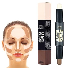 Palo de Contorno 2 en 1 Maquillaje Highlight Shading Kit Natural & Bronzer, Double Head Contour Concealer Highlighter Waterproof Long Lasting (2#)