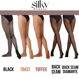 Silky Dance Professional Back Seam Fishnet Dance Tights Latin Dance Tights - Medium - Black