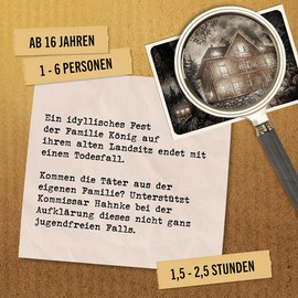 Hidden Games Crime Sort Game - Kingsmord (German Edition) - Escape Room Game for Beginners - Not Youth Free - for 1-6 People from 16 Years
