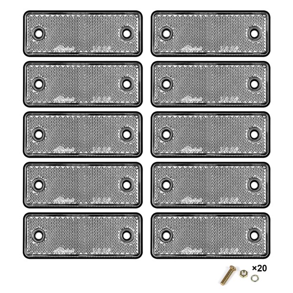 Yinaolan 10 Pack White Screw on Rectangular Reflectors, E11 Approval