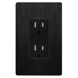 LIDER Brushed Finish Decorator Receptacle with Screwless Wall Plate, Child Safe Tamper-Resistant Wall Outlet, Residential Grade, Self-Grounding, 15A 125V, UL Listed, Brushed Black