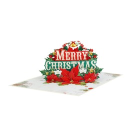 ETApopupcard 3D Holiday Pop Up Christmas Card, 3D Poinsettia Pop Up Card, 3d Animal X'mas Greetings Cards, Merry Christmas Card, X47