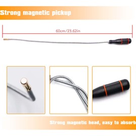 ZYEKIU Pack of 2 Magnetic Sticks, 60 cm Rod Magnet, Bendable, Telescopic Magnet, Portable, Magnetic Lifter, Flexible, for Picking Metal Objects, Car Repair, Repair of Electrical Appliances