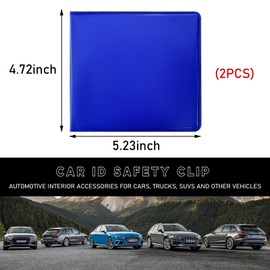Ziciner 2PCS Car Registration and Insurance Holder, 5.2"× 4.7" Leather Auto Glove Box Organizer with Closure, Essential Car Document Holder for Card, Driver License (Blue)