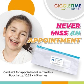Giggle Time Clear Dental Toothbrush Holder with Card Slot - 10.25 x 4.5 in Dental Bags For Dental Hygiene Accessories- School Prizes, Dental Bags, Dental Giveaways, Dental Office Prizes - (48) Pcs