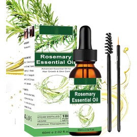 Aceite Esencial de Romero para Cabello - 100% Puro Orgánico para el Cuidado de la Piel, Cejas, Pestañas, Barba - Nutre el cuero cabelludo