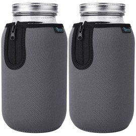 Beautyflier Wide Mouth Mason Jars 64oz Sleeve, Large Mason Jar 64 Ounce Insulators, Wide Mouth Half Gallon Mason Jars Sprouting Jars Blackout Sleeve, Sleeve Only (Gray)