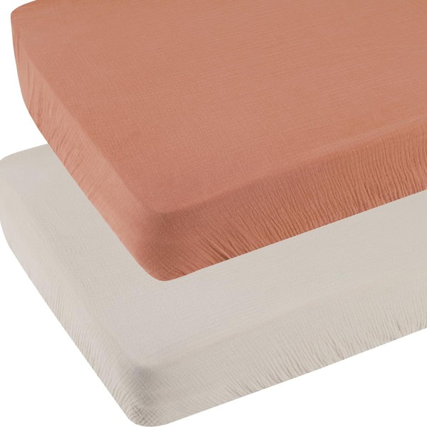 Muslin Pack and Play Sheets Fitted Compatible with 4moms Breeze